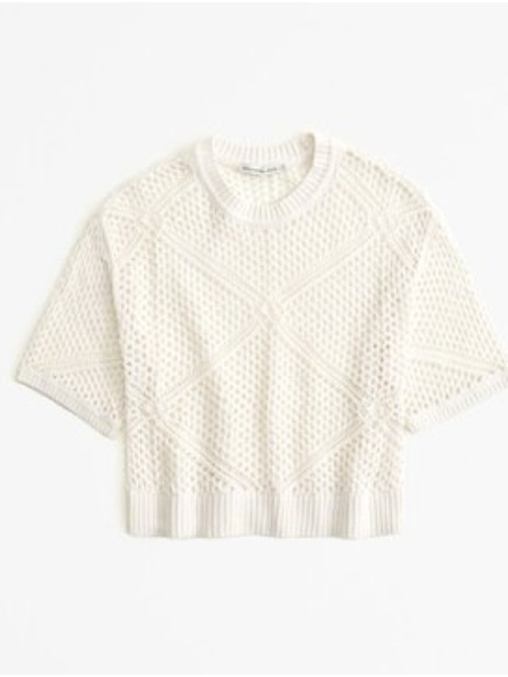 Abercrombie & Fitch Cream Open-Knit Short Sleeve Sweater Top Size S